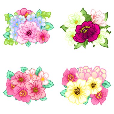 Dizi güzel renkli çiçekler