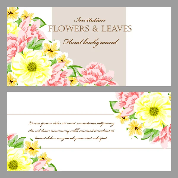 Jeu de cartes d'invitation florale — Image vectorielle