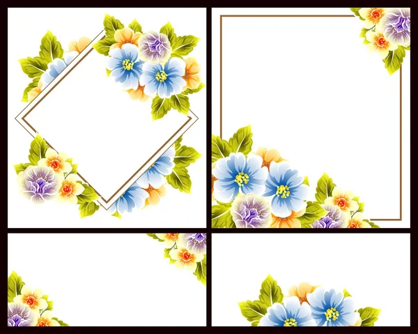 Conjunto de tarjetas de invitación floral — Vector de stock