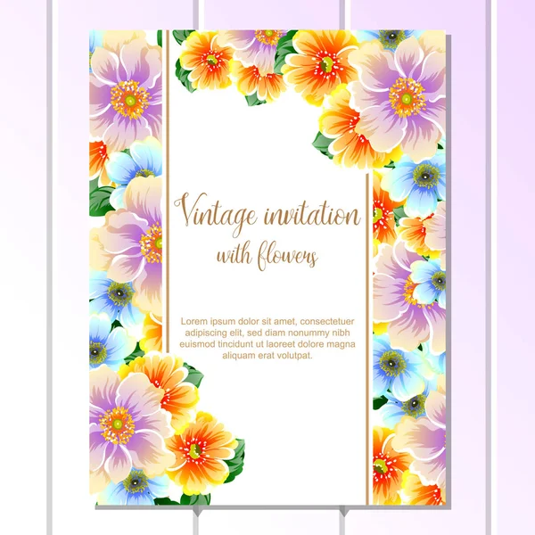 Tarjeta de invitación floral tierna — Archivo Imágenes Vectoriales