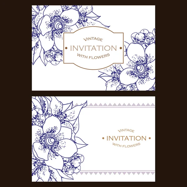 Jeu de cartes d'invitation florale — Image vectorielle