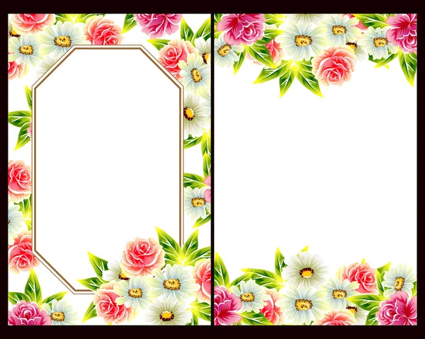 Conjunto de tarjetas de invitación floral — Vector de stock