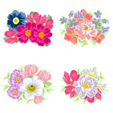 Dizi güzel renkli çiçekler