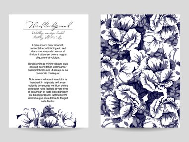 Vintage tarzı süslü çiçek düğün kartları ayarlayın. Kontur çiçek öğeleri