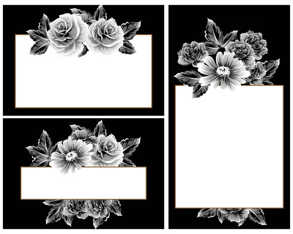 Conjunto de tarjetas de invitación floral — Archivo Imágenes Vectoriales