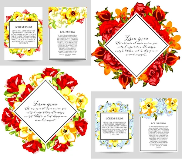 Set of floral invitation cards — Stock Vector