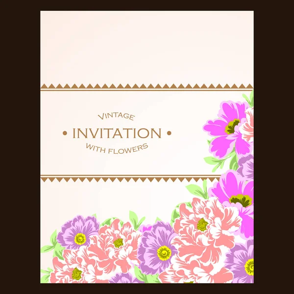 Ніжна квітка запрошення картка — стоковий вектор