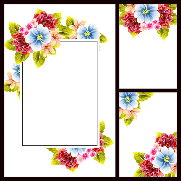 Set of floral invitation cards — Stock Vector