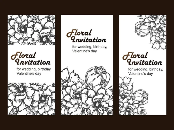 Set of floral invitation cards — Stock Vector