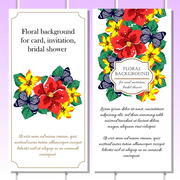 Conjunto de tarjetas de invitación floral — Archivo Imágenes Vectoriales