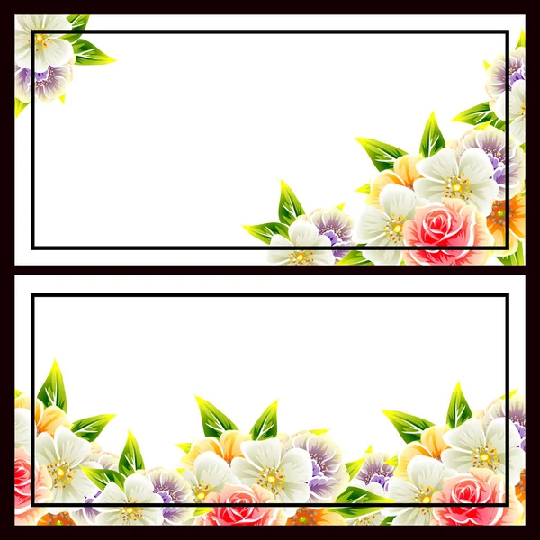 Conjunto de tarjetas de invitación floral — Vector de stock