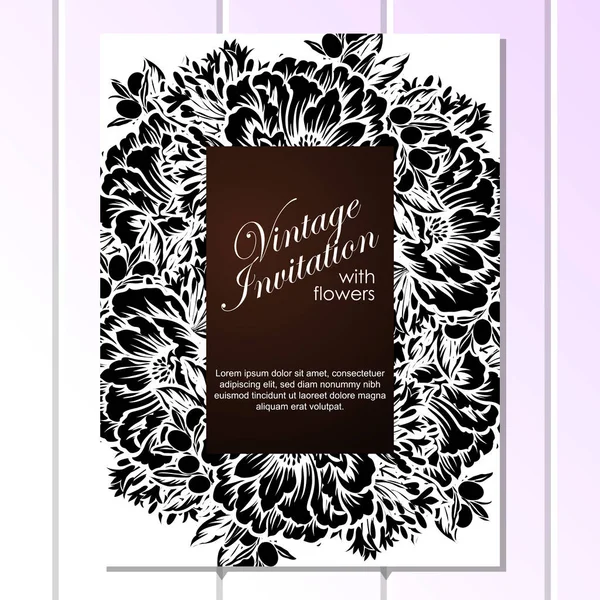 Tarjeta de invitación floral Vintage — Vector de stock