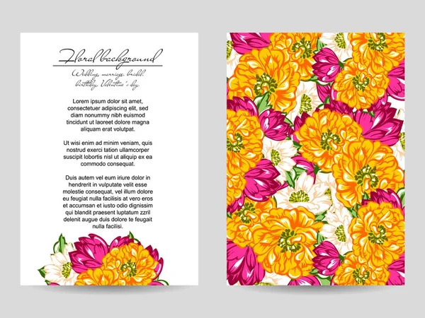 Conjunto de tarjetas de invitación floral — Vector de stock