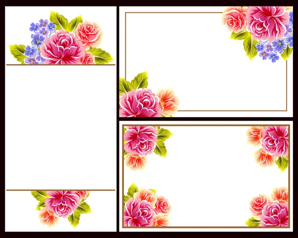 Set of floral invitation cards — Stock Vector