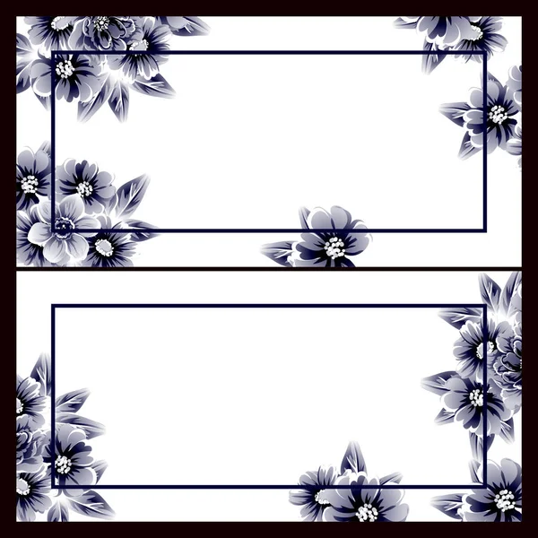 Conjunto de tarjetas de invitación floral — Vector de stock