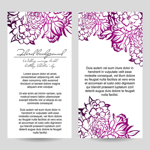 Jeu de cartes d'invitation florale — Image vectorielle