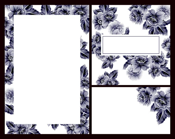 Conjunto de tarjetas de invitación floral — Vector de stock