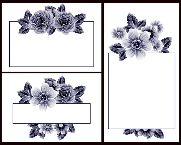 Conjunto de tarjetas de invitación floral — Vector de stock