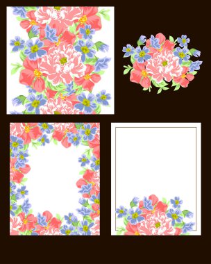 Çiçekli davetiye seti