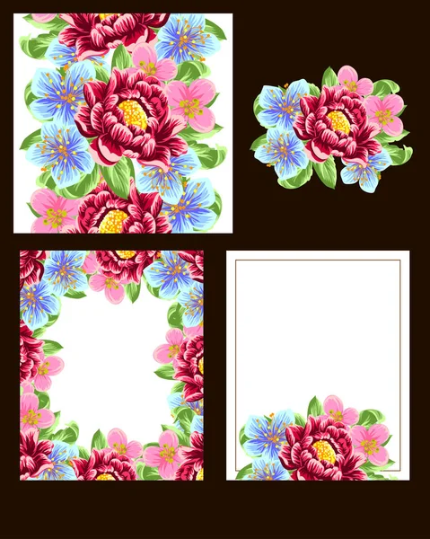 Conjunto de tarjetas de invitación floral — Vector de stock