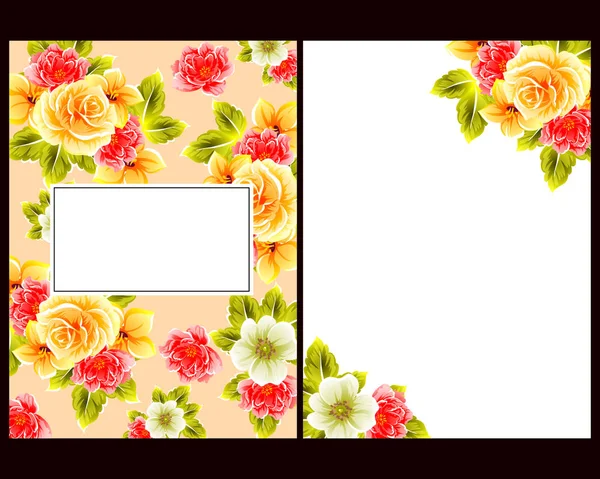 Conjunto de tarjetas de invitación floral — Vector de stock