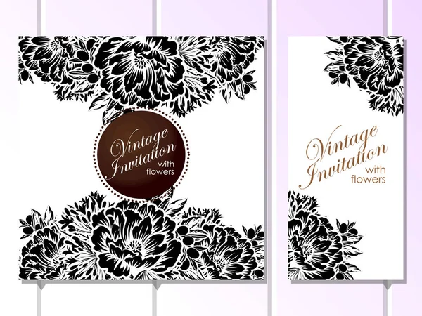 Set of floral invitation cards — Stock Vector