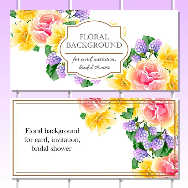 Set von floralen Einladungskarten — Stockvektor