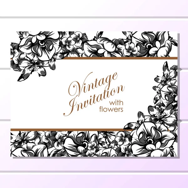 CARTE D'INVITATION FLORALE VINTAGE — Image vectorielle