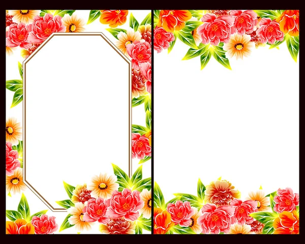 Conjunto de tarjetas de invitación floral — Vector de stock