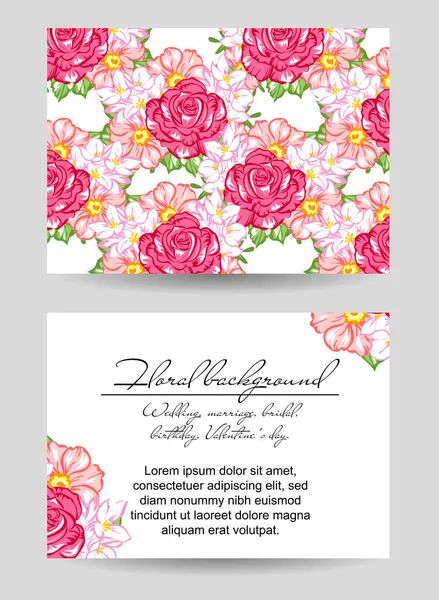 Conjunto de tarjetas de invitación floral — Vector de stock