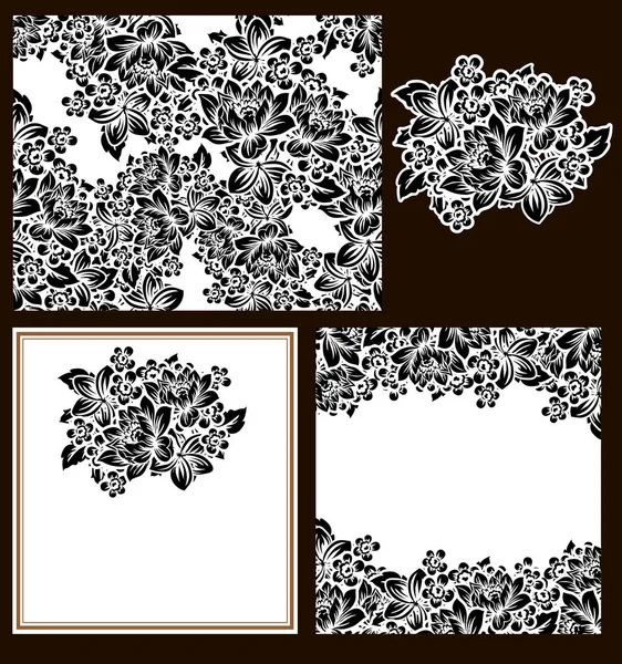 Set van bloemen uitnodigingskaarten — Stockvector