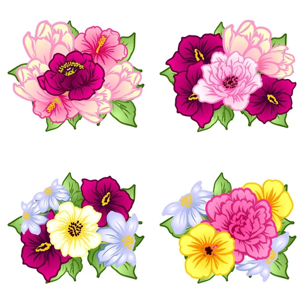 Set of beautiful colorful flowers — Stock Vector