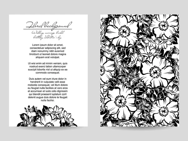 Conjunto de tarjetas de invitación floral — Vector de stock