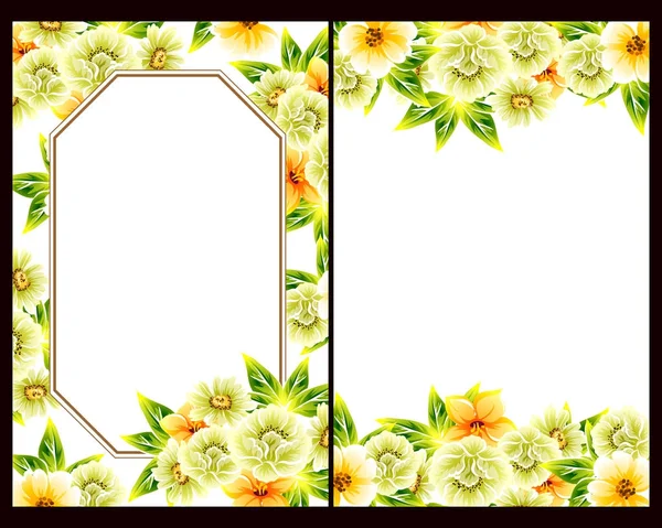 Conjunto de tarjetas de invitación floral — Vector de stock