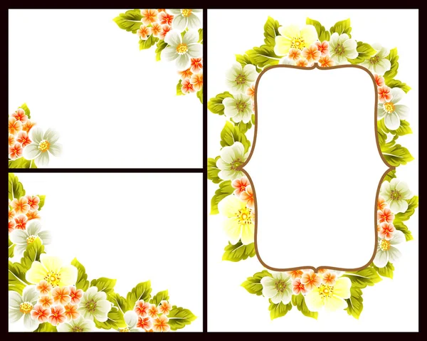 Conjunto de tarjetas de invitación floral — Vector de stock