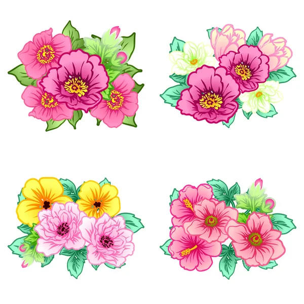 Set di bellissimi fiori colorati — Vettoriale Stock