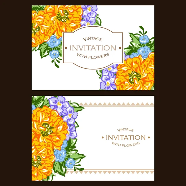 Conjunto de tarjetas de invitación floral — Archivo Imágenes Vectoriales