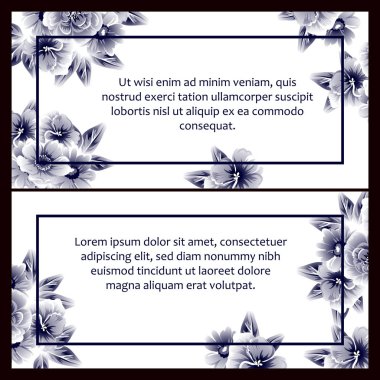 Vintage tarzı süslü çiçek düğün kartları ayarlayın. Kontur çiçek öğeleri