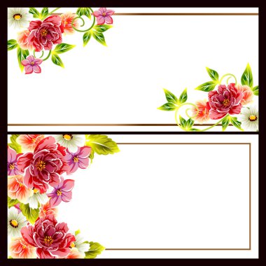 Çiçekli düğün davetiyesi.