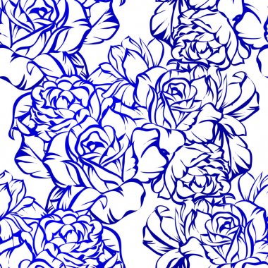 Kusursuz eski tarz süslemeli çiçek deseni. Çiçeksel elementler konturda