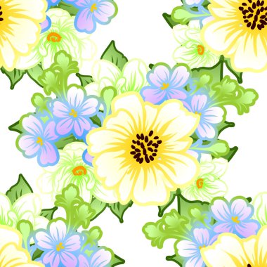Sorunsuz vintage tarzı çiçek deseni. Renkli çiçek öğeleri