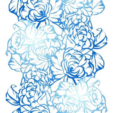 Kusursuz eski tarz süslemeli çiçek deseni. Çiçeksel elementler konturda