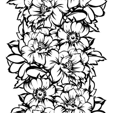 Kusursuz eski tarz süslemeli çiçek deseni. Çiçeksel elementler konturda