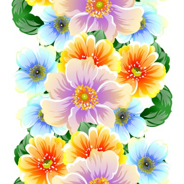 Sorunsuz vintage tarzı çiçek deseni. Renkli çiçek öğeleri