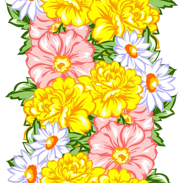 Sorunsuz vintage tarzı çiçek deseni. Renkli çiçek öğeleri