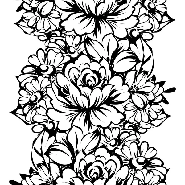 Kusursuz eski tarz süslemeli çiçek deseni. Çiçeksel elementler konturda