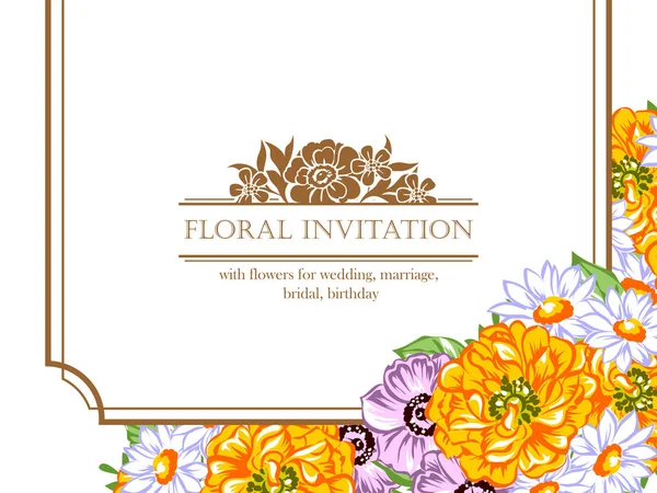 Tarjeta Flores Ornamentada Estilo Vintage Elementos Florales Color — Vector de stock