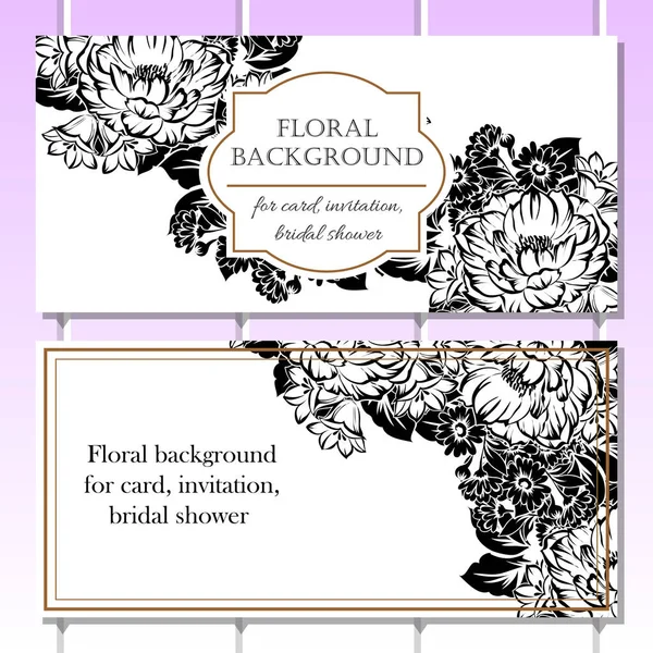 Ορισμός Στυλ Vintage Περίτεχνα Λουλούδια Γάμου Κάρτες Floral Στοιχεία Στο — Διανυσματικό Αρχείο