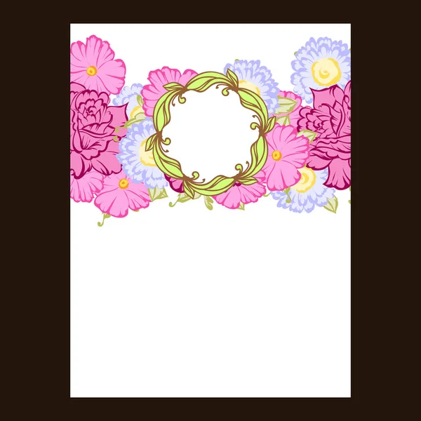 Tarjeta Flores Ornamentada Estilo Vintage Elementos Florales Color — Vector de stock