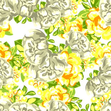 Sorunsuz vintage tarzı çiçek deseni. Renkli çiçek öğeleri